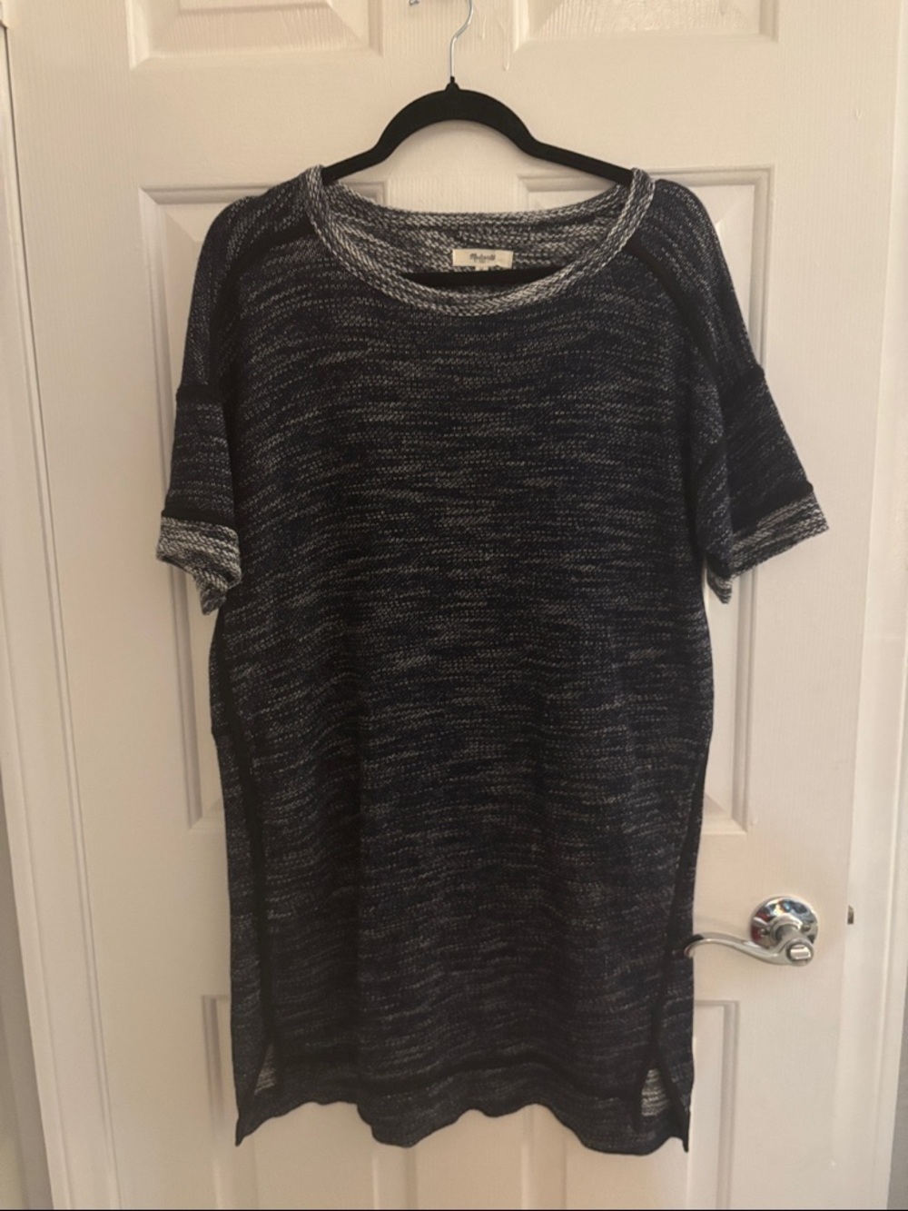 Madewell Navy and White Heathered Knit Top